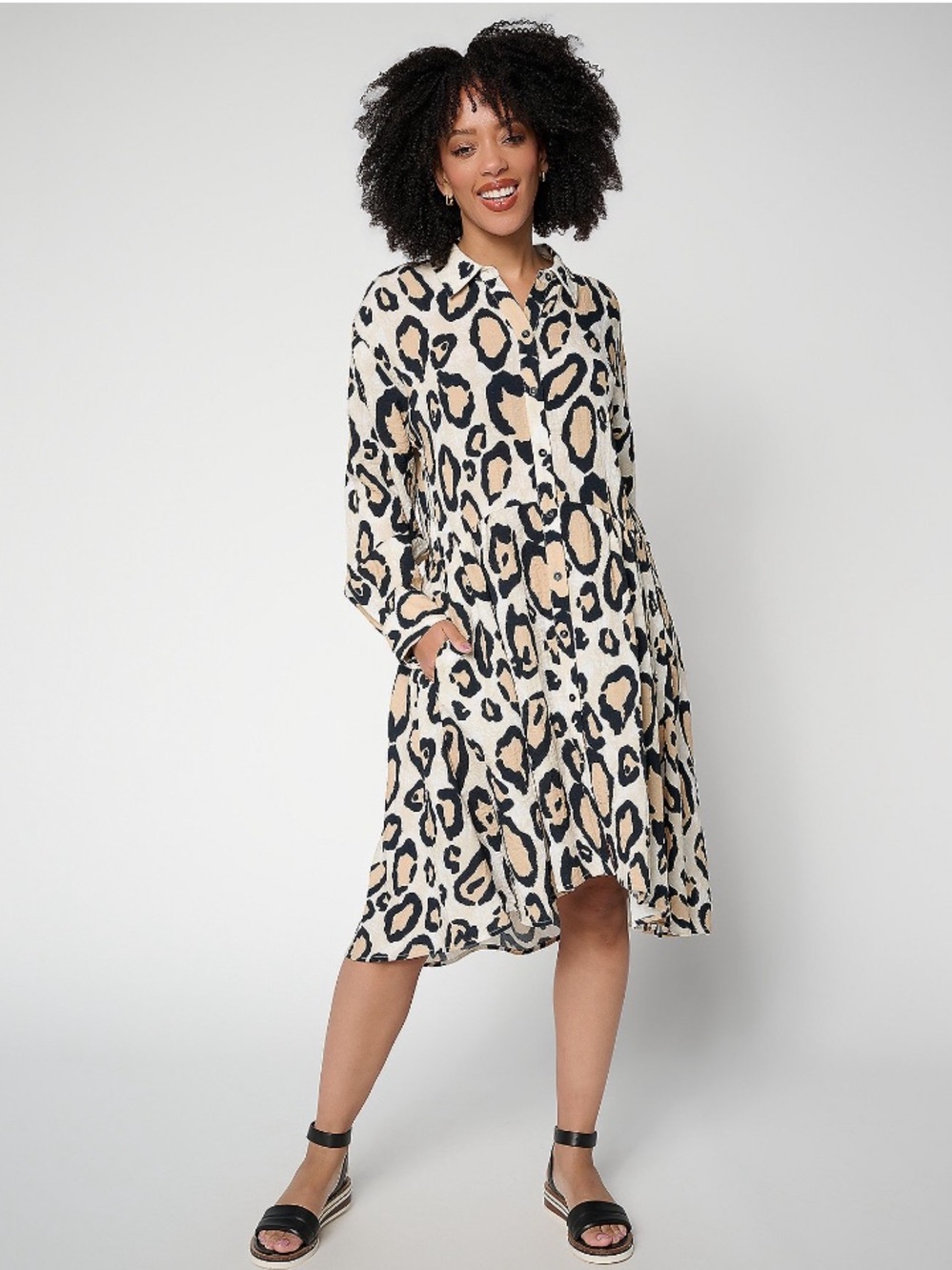 Aimee Kestenberg Printed Button Front Trapeze Dress - NWT - Large